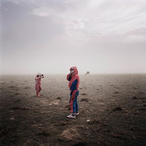 Michele Palazzi's winning photo of children in the Gobi desert