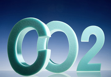 Polyeurethane foam spelling out C02. Photo: Bayer